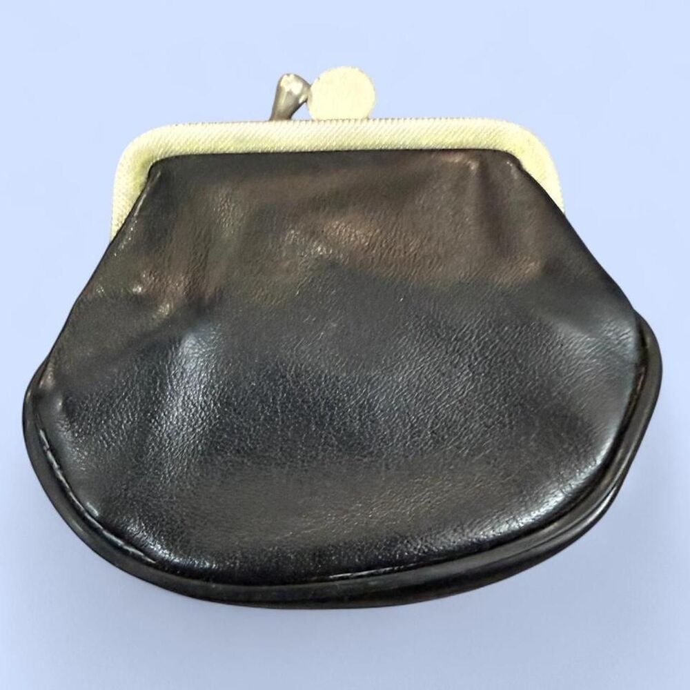 Vintage - Black Kiss Lock Coin Purse, Well Loved, Missing One Clasp